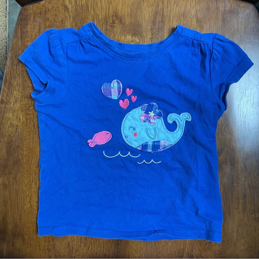 Jumping Beans Blue Whale Girl’s Shirt Size 3T Cotton Soft Tee